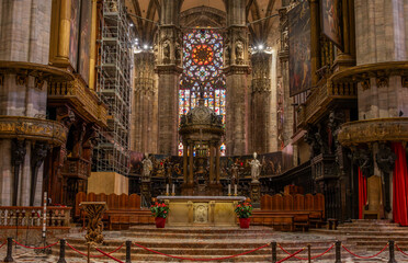 Fototapeta na wymiar An interior of Duomo di Milano, Lombardy, Italy.