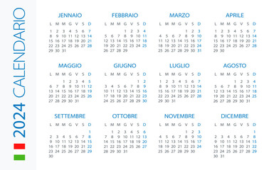 Calendar 2024 Horizontal - illustration. Italian version