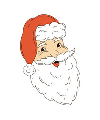 Cartoon Santa Claus. Retro illustration.