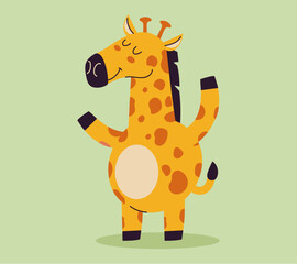 Giraffe cute zoo animal isolated on white background concept. Vector graphic design illustration
