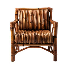 bamboo chair furniture isolated on transparent background ,traditional craft bamboo chair...
