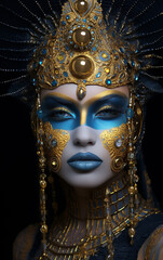 Gold and Glitter: Close-up Makeup Masterpiece on a Fashion Model