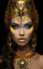 Gold and Glitter: Close-up Makeup Masterpiece on a Fashion Model