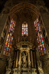 An interior of Duomo di Milano, Lombardy, Italy.