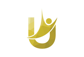 Fototapeta na wymiar Low Poly and initial U letter logo design, Vector illustration