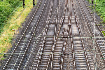 Fototapeta na wymiar railroad tracks in the city