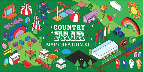 Country County Show Event Fair Festival Map Creation Kit - obrazy, fototapety, plakaty