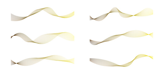 set of golden gradient lines. vector illustration
