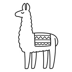 Simple cartoon llama drawing, line art doodle © sudowoodo