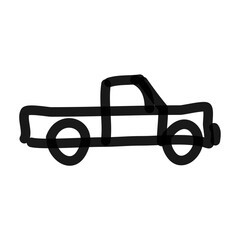 pick up truck line art doodle