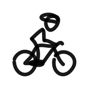 cyclist with helmet simple drawing line art