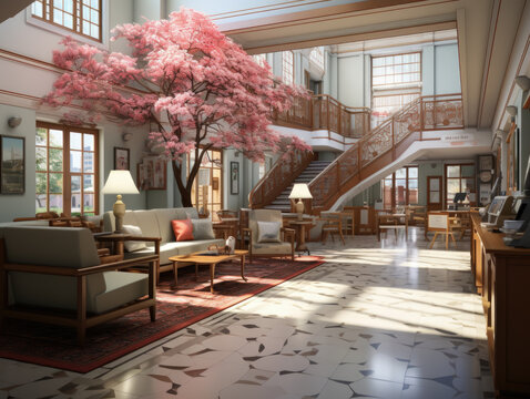 beautifully landscaped campus Generative AI..