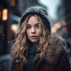 portrait of a woman in winter