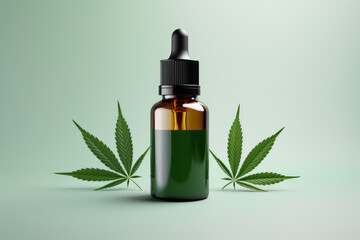 Front View of a care product with cbd Oil Cannabis mockup. AI generated
