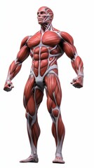 Fototapeta na wymiar Human Muscle Anatomy System Isolated on White Background. Generative ai