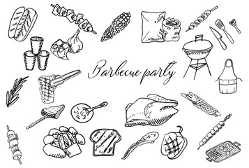 Barbecue party vector set 