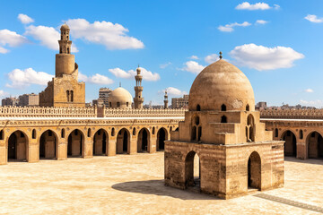 Mosque of Ibn Tulun main view, famous landmark of Cairo, Egypt
