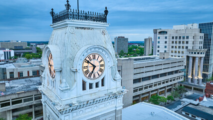 Clocktower at sunset sunrise aerial Louisville Kentucky