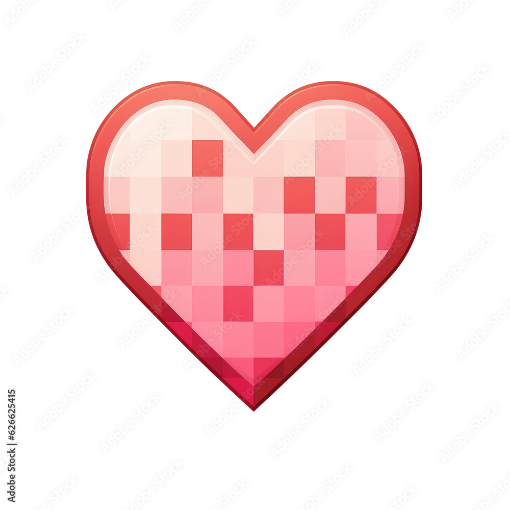 Wall mural pixel art heart cute beauty love color icon valentine