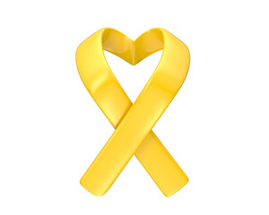 yellow ribbon as symbol for yellow september in 3d realistic render