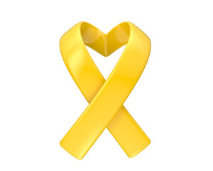 yellow ribbon as symbol for yellow september in 3d realistic render