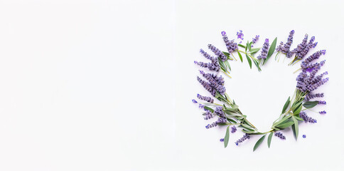 Floral Love Symphony: Lavender Heart on White Background, Generative AI