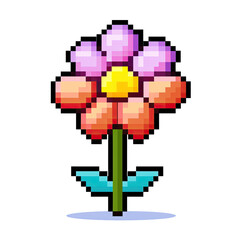Obraz premium Pixel flowers art cute beauty colorful 8 bit cartoon retro game style