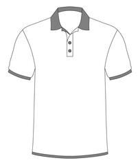 Technical Sketch Boys Collar Shot Sleeve T-Shirt, T-shirt outline design blank template, Half Sleeve Tee, Front template, Casual Style, Fashion Vector Illustration