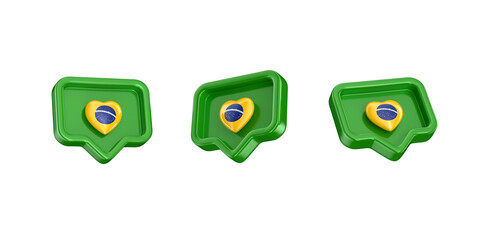 brazil flag in the like icon format in 3d realistic render