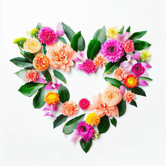 Pixelated Love Embrace: Beauty in Flowers, White Background, Generative AI
