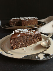 Spelt Coconut Chocolate Cake with Coconut Milk Ganache (slice)