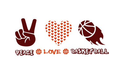 Peace Love Basketball Svg, Love T Shirt , Basketball Lover Svg