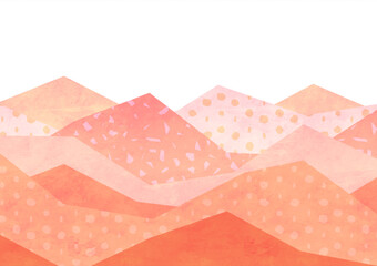 秋の紅葉した山の風景 シンプルな水彩背景イラスト