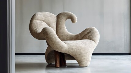 A Photo of Contemporary Accent Chair with Unique Shape and Upholstery. created with Generative AI technology