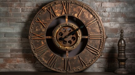 A Photo of Industrial Style Wall Clock as a Statement Piece. created with Generative AI technology
