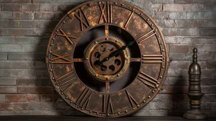 Obraz premium A Photo of Industrial Style Wall Clock as a Statement Piece. created with Generative AI technology