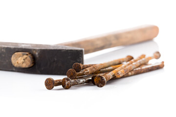 old hammer and nails