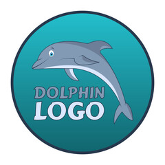 Fototapeta premium Vector bright logo with a dolphin and text.