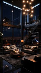 Obraz premium Dark and luxurious penthouse