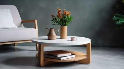 A Photo of Scandinavian Style Coffee Table with Minimalistic Design. created with Generative AI technology