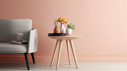 A Photo of Scandinavian Style Side Table with Scandi - inspired Design. created with Generative AI technology