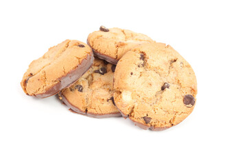 Chocolate chip cookie isolated on white