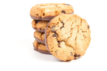 Chocolate chip cookie isolated on white