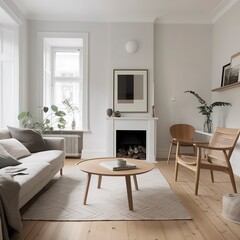 A Photo of Minimalist Scandinavian Style Living Room with Neutral Tones. created with Generative AI technology