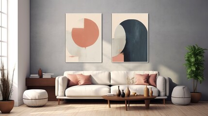 A Photo of Minimalist Wall Art with Abstract Paintings. created with Generative AI technology