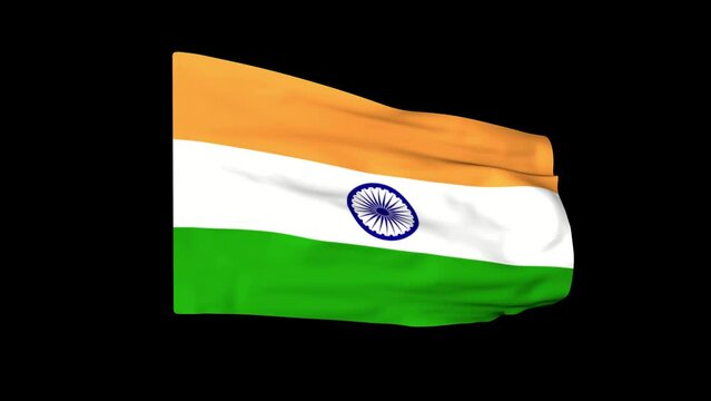 Flag of India on a green screen. 3D animation.