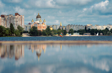 Fototapeta premium Summer Kyiv in reflection
