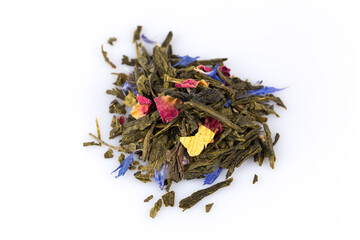 Flavoured green tea isolated