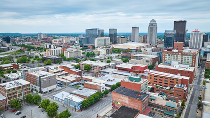Naklejka premium Downtown Louisville Kentucky aerial office buildings, skyscrapers