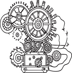 machine with gears and cogs line 